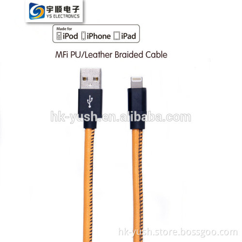 Made in China MFi Leather Cable For Apple iPhone 6 Plus / 6 / 5S / 5C / 5